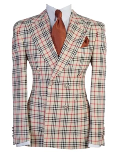 Blazer à double boutonnage homme au motif carreaux géométriques
