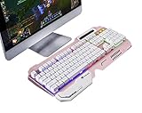 Haizhi AK60 Pink Gold Mechanical Feel Multimedia Professional Gaming Keyboard, LED Rainbow Color USB For LOL