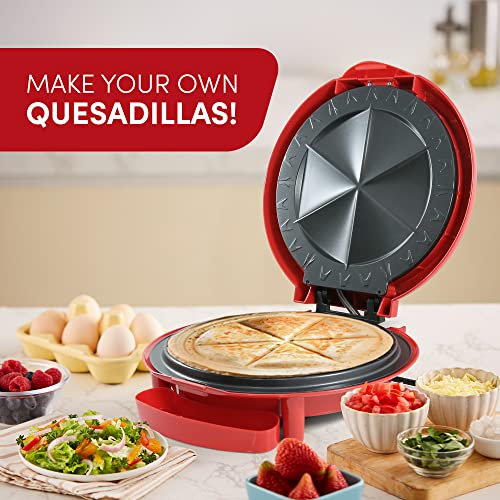 Elite Cuisine Eqd-118 Maxi-Matic 11" Non-Stick Electric Cheese Mexican Taco Tuesday Quesadilla Maker, Easy-Slice 6-Wedge, Grilled Cheese, Red #TOP4