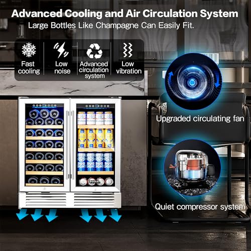 BODEGACOOLER Back Bar Cooler With 2 Glass Doors,30 Inch Wine and Beverage Refrigerator with Digital Touch,Counter Height Commercial Beverage Refrigerator, Beverage Cooler Holds 31 Bottles and 92 Cans. on Fridge.com