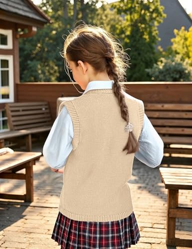 Girls Sweaters Vest Lightweight Sleeveless Cable Knit Sweater Cardigans Button Down Knitwear Tank Tops with Pockets2