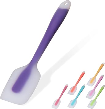 Silicone Spatula, Spatulas for Cooking 450 F Heat Resistant Seamless Rubber Spatulas Non-Stick Silicone Kitchen Utensils for Cooking, Baking and Mixing, Dishwasher Safe Purple