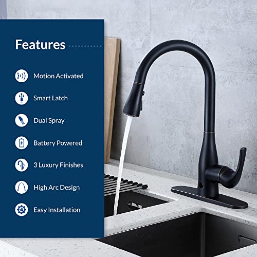 Bio Bidet FLOW Touchless Kitchen Faucet with Pull Down Sprayer, Low Single Handle, Brushed Nickel - Image 5