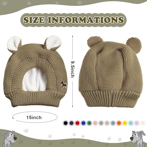 Image of Frienda Quiet Ears for Dogs, Dog Ear Muffs Noise Protection Knitted Pet Ears Snood Head Wrap Hats for Medium to Large Cats Pets(Dark Khaki)