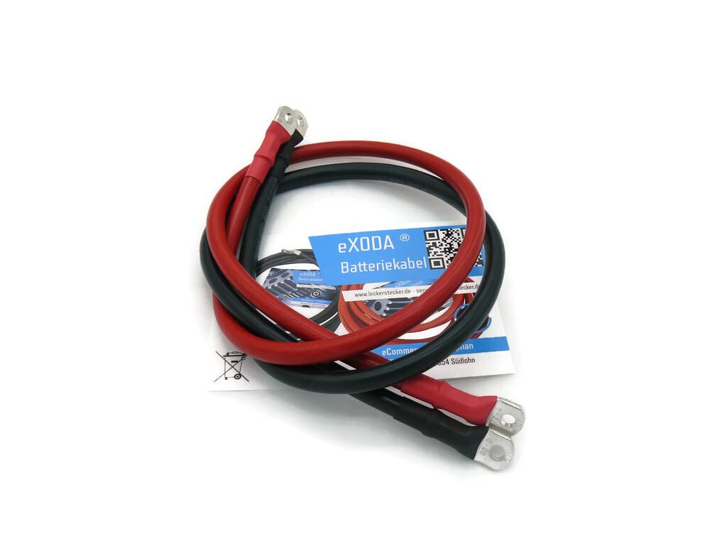 eXODA set di cavi batteria 35 mm² 75cm M6 rosso nero per auto moto barca