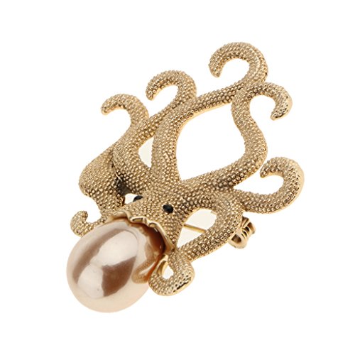 F Fityle Polvo Broche Simulado Pérola Animal Do Mar Broche Polvo Jóias Presente - Ouro