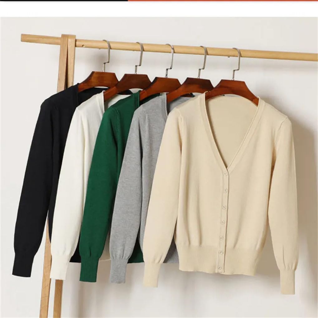 Cárdigan de punto de manga larga para mujer, suéter para niñas jóvenes, estudiantes, ropa de punto para primavera y otoño, abrigo corto y delgado