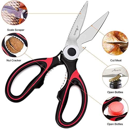 Heavy Duty Kitchen Scissors, Sharp Kitchen Scissors Multipurpose Utility Stainless Steel Scissor, Kitchen Shears for Chicken, Poultry, Fish, Meat, Vegetables, Herbs, BBQ, Bones, Flowers, Nuts