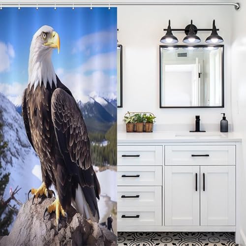 Rideau de douche imperméable Aigle en tissu polyester lavable 92x183 cm