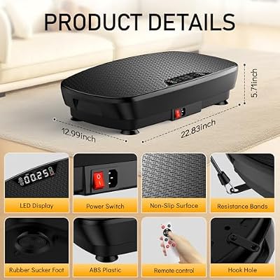 Vibration Plate Exercise Machine, Vibrating Platform for Lymphatic Drainage Weight Loss, 250 Speeds Full Body Workout Vibrated Plates Fitness Platform for Home Women Men
