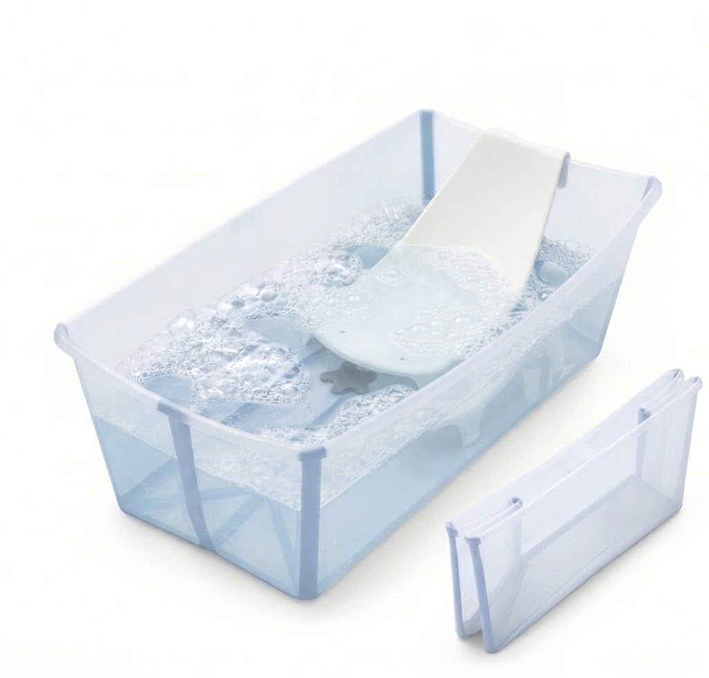 Amazon.com: Stokke Flexi Bath Bundle, Ocean Blue - Foldable Baby Bathtub +  Newborn Support - Durable & Easy to Store - Convenient to Use at Home or  Traveling - Best for Newborns