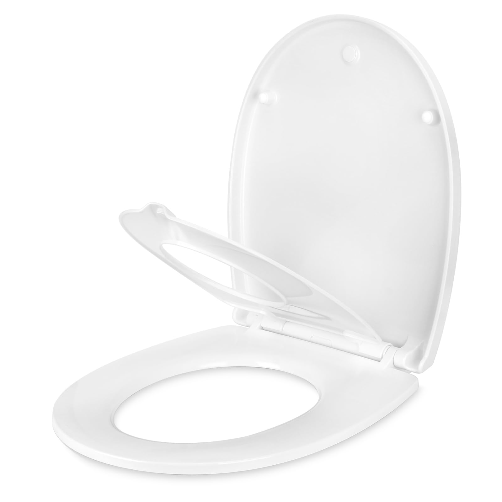 Abattant WC Familial Forme O, Urée Formaldéhyde Cuvette Toilette avec Siège Enfant Magnétique, Lunette WC avec Fermeture Douce et Libération Rapide, Siège de Toilette pour Enfant et Adulte