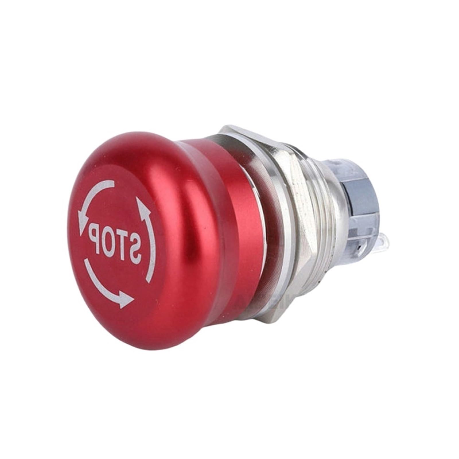3-pinowy przycisk zatrzymania awaryjnego, 19 mm, 22 mm, czerwona głowica grzybkowa, SPST, 1NO, 1NC, 5 sztuk (22 mm)