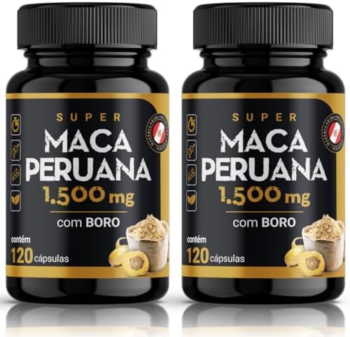 Kit 2x Super Maca Peruana 1500mg 120 Capsulas + Boro e Cafeina Pr...
