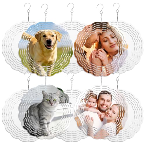 10 Pack 8 Inch Sublimation Wind Spinner Blanks Aluminum Metal Hanging Wind Spinners Sublimation Blanks for Yard Garden Wind Spinner Outdoor Decoration