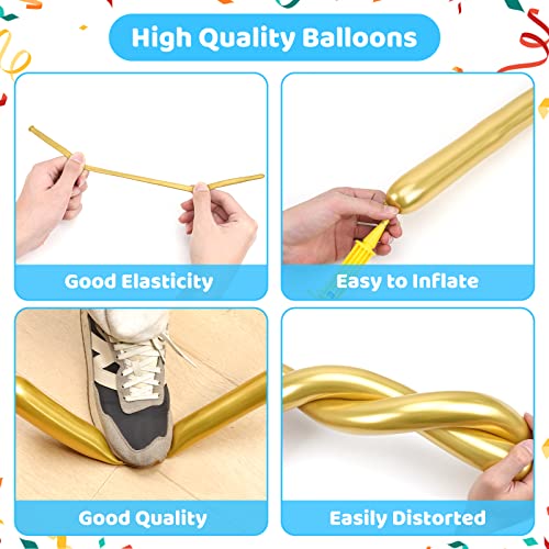 Rubfac Metallic 260 Balloons, 100Pcs Long Balloons In 10 Metallic Colors, Twisting Balloons Magic Balloons Animal Balloons For Party, Carnivals, Birthday, Wedding Party Decorations #TOP3