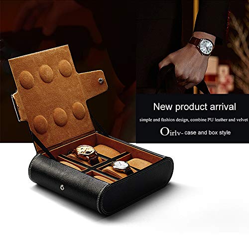 Oirlv Black Leather Watch Organizer Box For Men 6 Slots Luxury Watches Jewelry Display Case Storage Jewelry Holder #TOP1