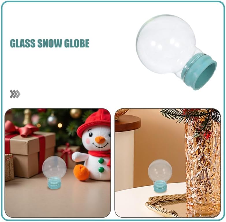 4Pcs Clear Glass Snow Globe Craft Thickened Glass Dome for DIY Christmas Decor Reusable Snow Globe Replacement Parts for Holiday Presents and Home Ambiance