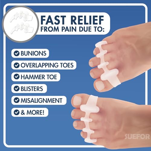 Image of Bunion Corrector Silicone Toe Separators For Fast Pain Relief - Orthopedic Bunion Spacers Spreader Free Size (White New AFT)