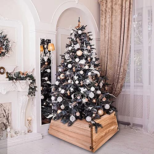 Vencer Wooden Christmas Tree Stand Box,Rustic Decorations,Form A Star,5 Board With Hooks,Easy Installation,Tree Skirt Base For Christmas Tree Decorations,Vto-008 #TOP2