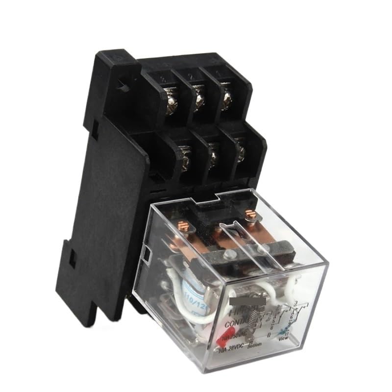 Relé intermedio HH63P LY3NJ 10A, microrelé electromagnético pequeño ACDC12V24V AC110V 220V 380V con base de enchufe de 11 pines PTF11A(DC 12V)