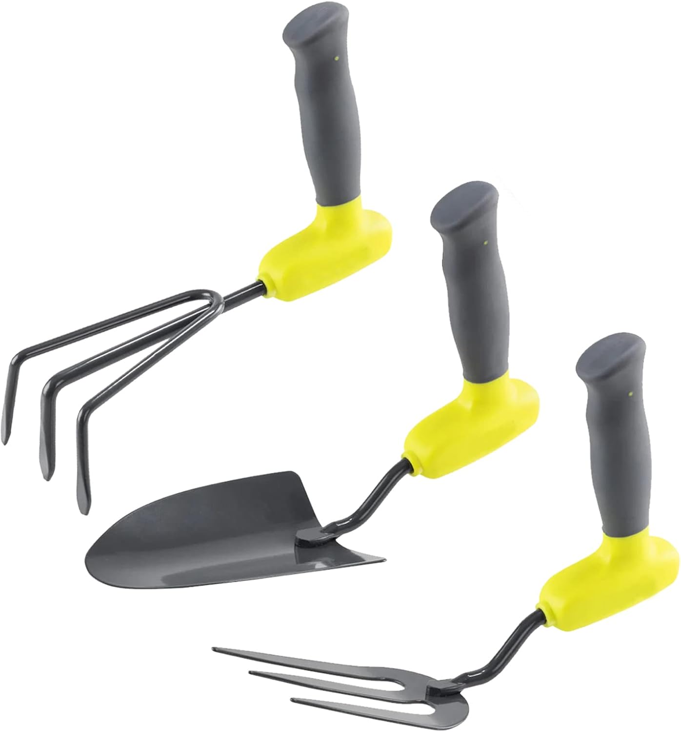 Garden Tools Set of 3, Stainless Steel Gardening Kit, Upright Handle Garden Tool Set for Hand