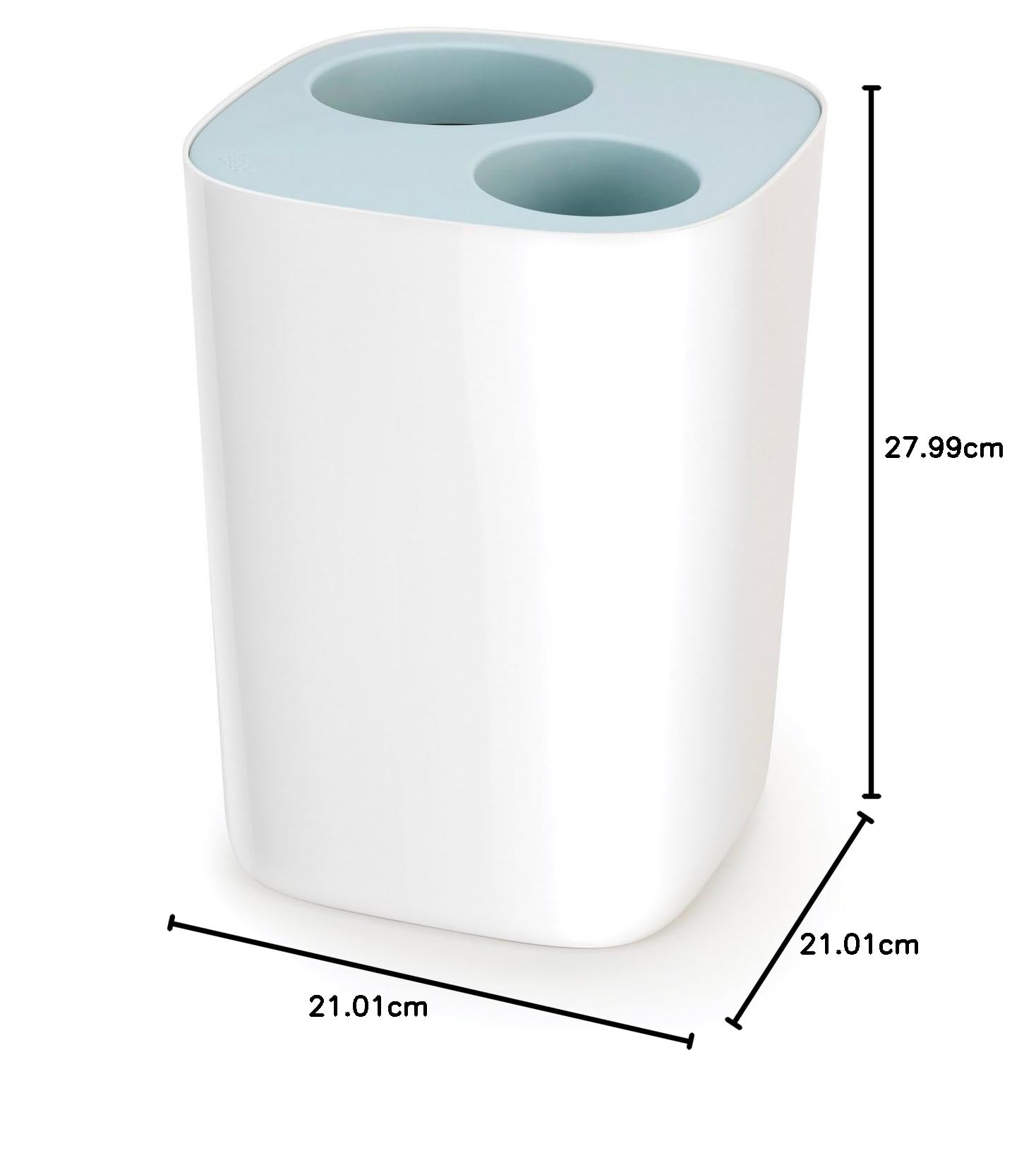 Joseph Joseph 70505 Split Poubelle de tri pour Salle de bain Plastique/ABS/Polypropylène Blanc/Bleu ciel 19,10 x 18,89 x 27,9 cm