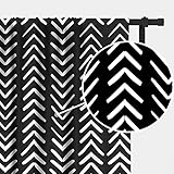 MESHELLY Black White Chevron Curtains Big Arrows 2 Panel 42W x 63H Inch Trial Herringbone Geometric