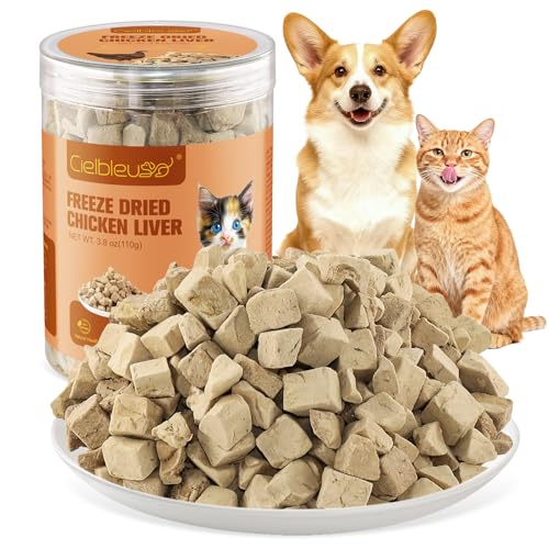 Snack liofilizzato per Gatti, 110g Fegato di Pollo liofilizzato per Cani e Gatti, 100% Fegato di Pollo, Snack ad Alto Contenuto Proteico per l'addestramento o Come Condimento per i Pasti