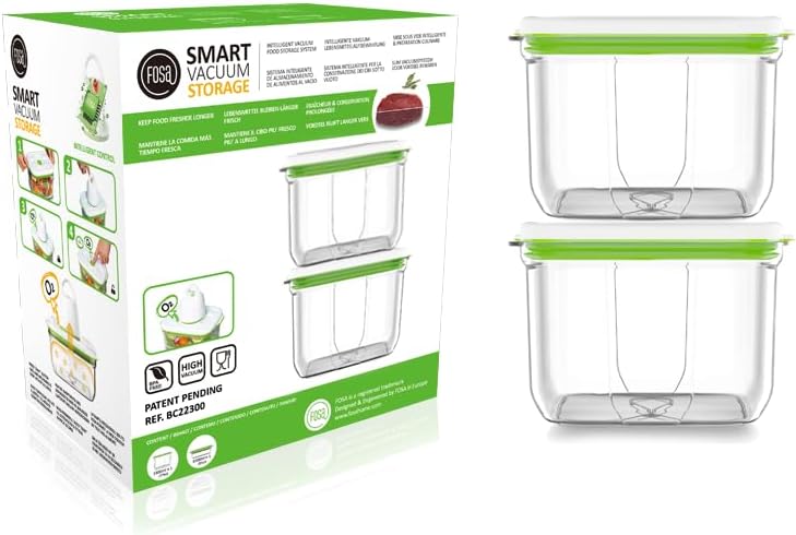 FOSA Vacuum Seal Food Storage System Reusable Containers 2 pack, 2x77.7oz (Va...