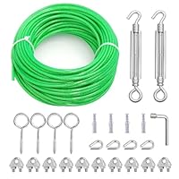 hannger Drahtseil 5mm & M6 Spannschlösser Kit, 15m Stahlseil mit Ösen Spanndraht PVC-ummantelt Seilspanngarnitur für Garten Metaller Seil | Wäscheleine | Rankhilfen für Kletterpflanzen | Gardinenseil