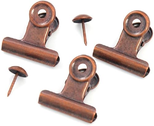 Paquete de 10 clips Bulldog con 10 pasadores, clips de archivo de papel con resorte fuerte, clips de metal pequeños, abrazaderas de sellado para