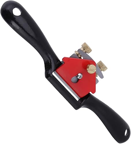 Miniatura 4 de Oumefar Spokeshave Plane 9 Pulgadas Ajuste Spokeshave Herramienta de Recorte de Mano Herramienta de carpintería con Doble Tornillo Negro Rojo