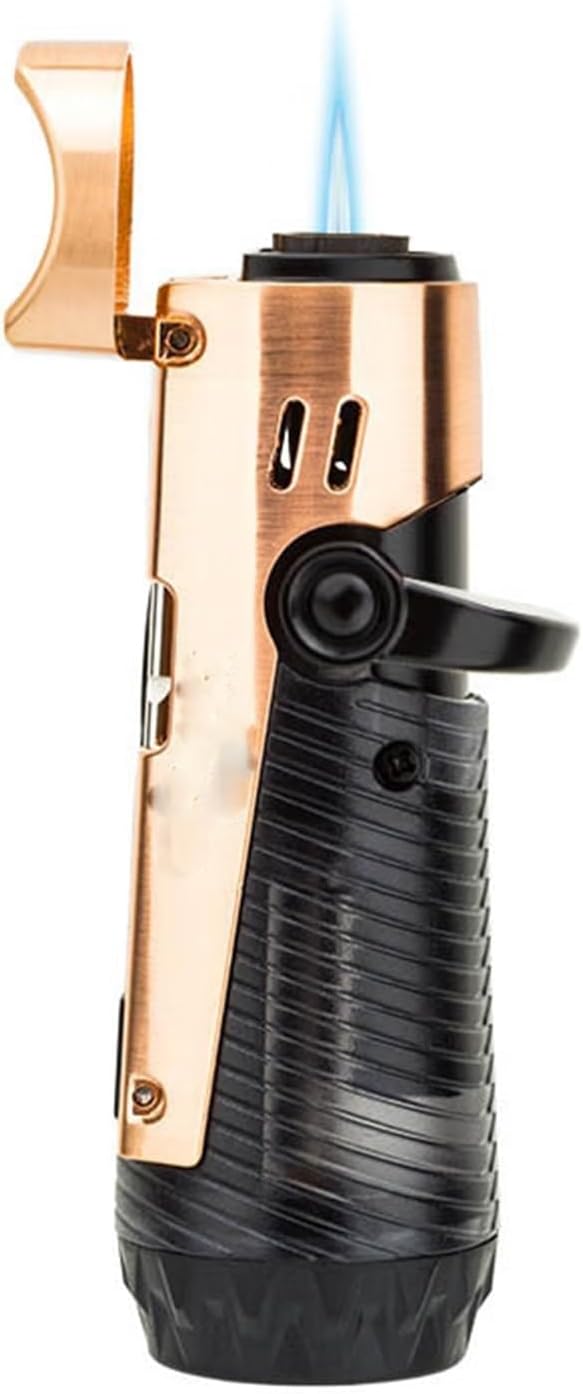 Metal Gas Lighter, Strong Windproof Ability, Adjustable Flame Size, Visible Butane Fuel Window, Portable Design, Suitable for Candle Camping, etc.(Gold)