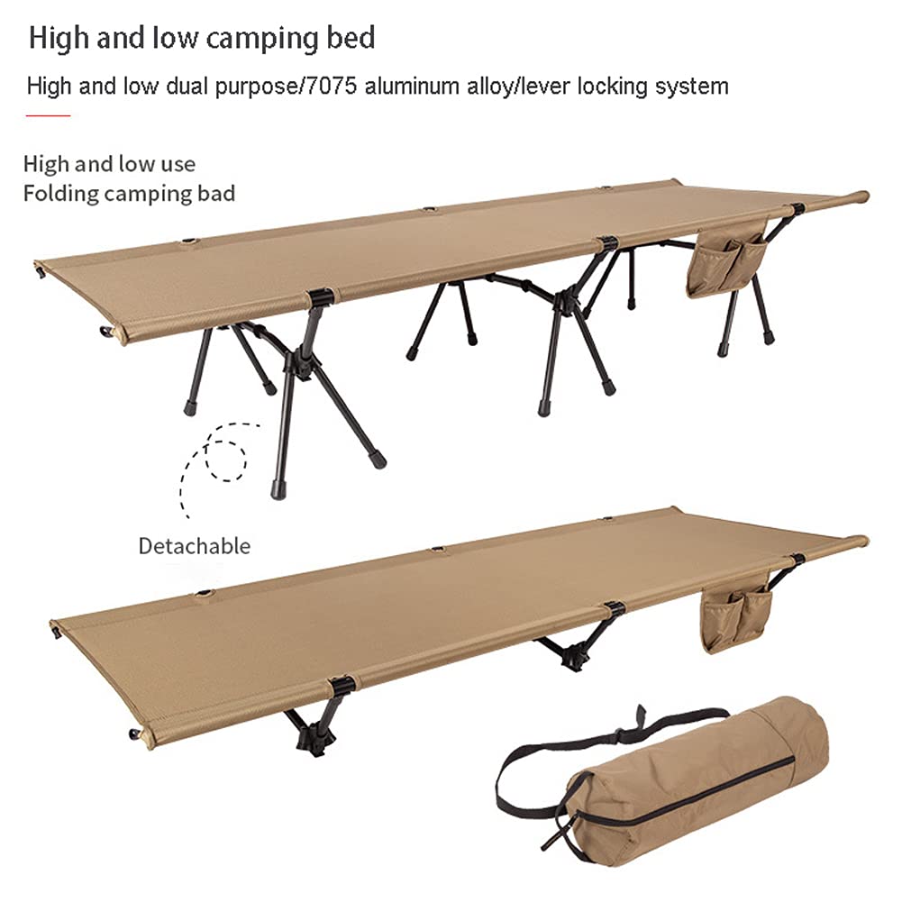 Lettino da Campeggio Leggero, Lettino da Campeggio Pieghevole Portatile con Telai Letto in Lega di Alluminio, Lettino da Viaggio Alto e Basso a Doppio Uso per Prendere Il Sole del Prato del Cortile