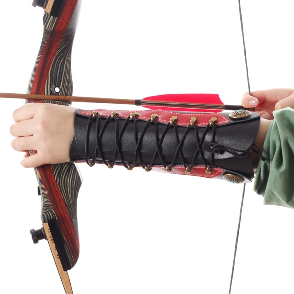 DONGKER Protège-Bras de Tir a l'arc,Protège-Avant-Bras,Bracelet en Cuir Réglable,Brassards D'armure Médiévale pour Tir de Chasse