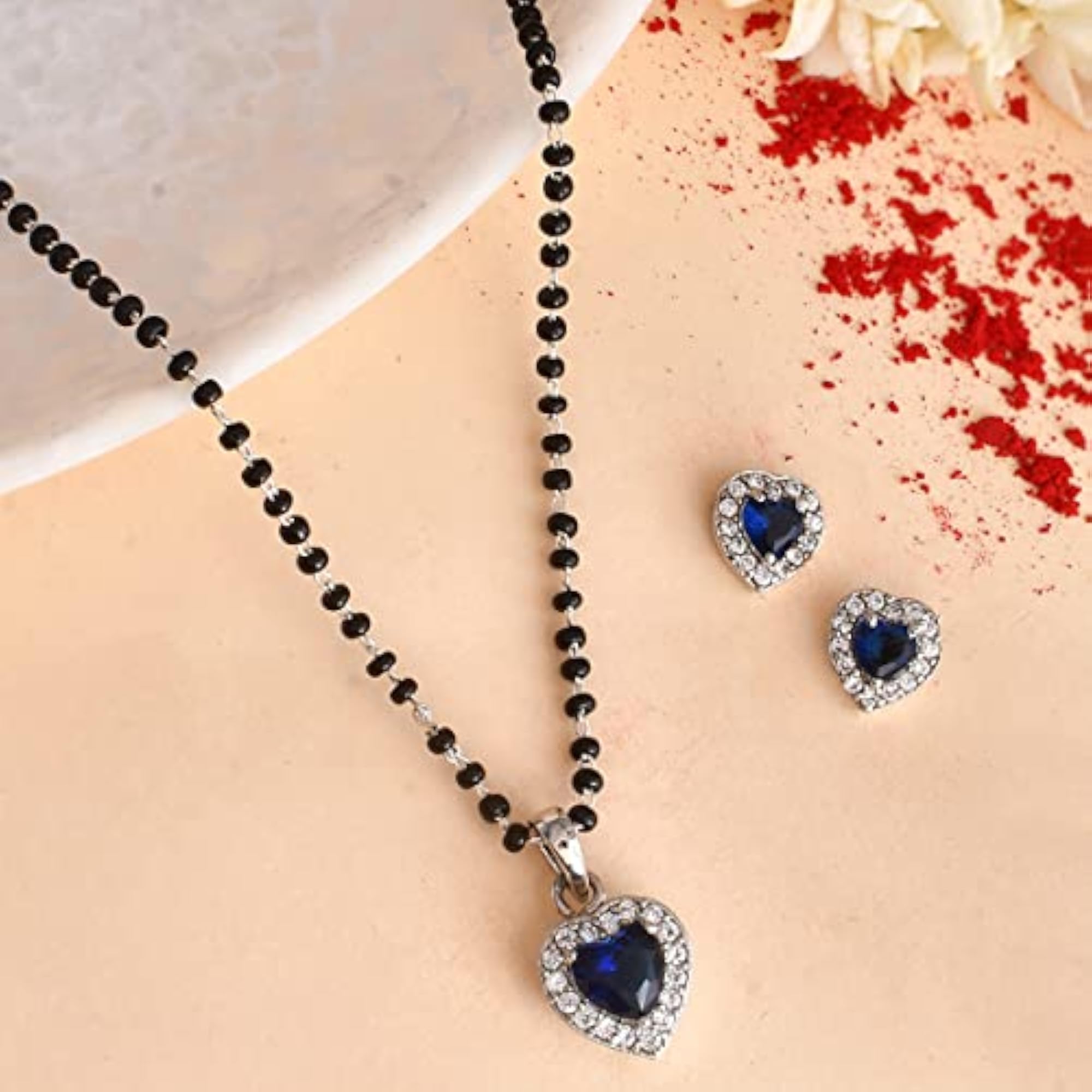 Heart Shaped Silver Mangalsutra Set, Timeless Elegance