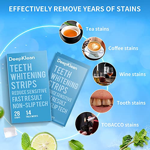 Image of Teeth Whitening Strips - DeepKlean White Strips for Removing Years Stains, Enamel Safe, 3 Days Express Result, 28 Teeth Whitener Strips for Teeth Sensitive 14 Treatments Peppermint Non-Slip Strips