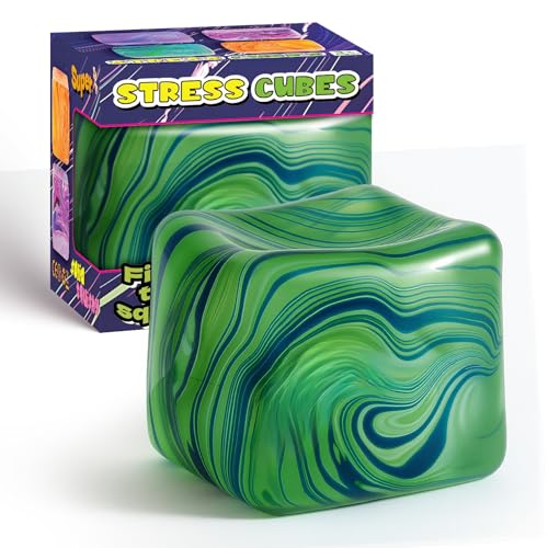 Fidget Toys Squishy Stress Cube, Stress Balls for Adults Kids Squishies Anxiety Relief, Ice Cube Squishy Sensory Toys for Kids with Autism, Fidgets for Classroom Prizes Party Favors Toys (Green)
