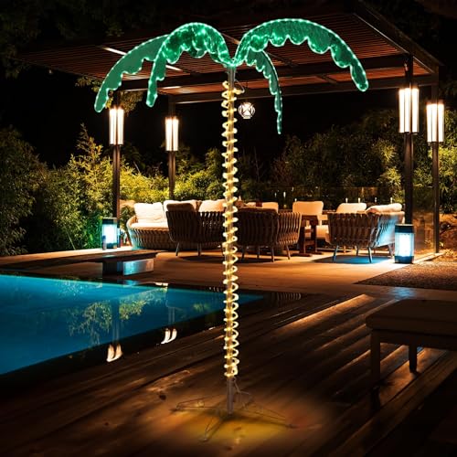 VINGLI 7FT Lighted Palm Tree, Outdoor Artificial Palm...