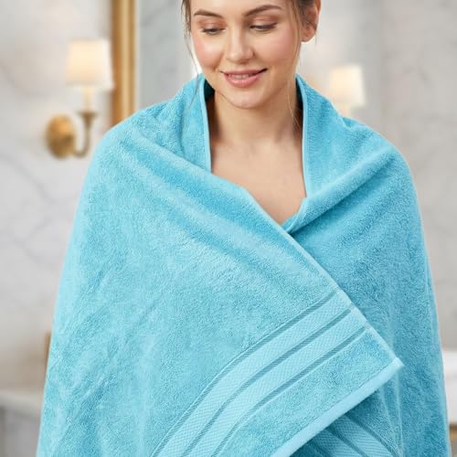 Image of Premium Bamboo Bath Towel, 550 GSM, Ultra-Soft, Quick-Drying, 3X More Absorbent (Sky Blue)