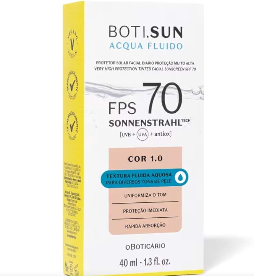 Protetor Solar Facial Com Cor FPS70 Boti.Sun 1.0 40ml