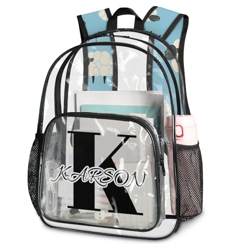 Personalized Small Clear Backpack Stadium Approved Heavy Duty PVC Plastic Custom Cute Transparent Backpacks See Through Bag with Name, Sheep