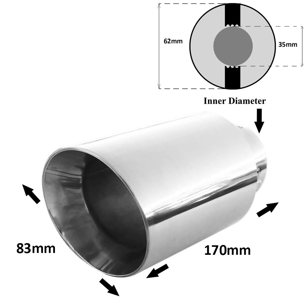 Auspuffblende 300 Mm Lang Für 38 Mm Schlepprohr (35 Mm Innendurchmesser) – Silber Auspuffblende 300 Mm Lang Für 38 Mm Schlepprohr (35 Mm Innendurchmesser) – Silber