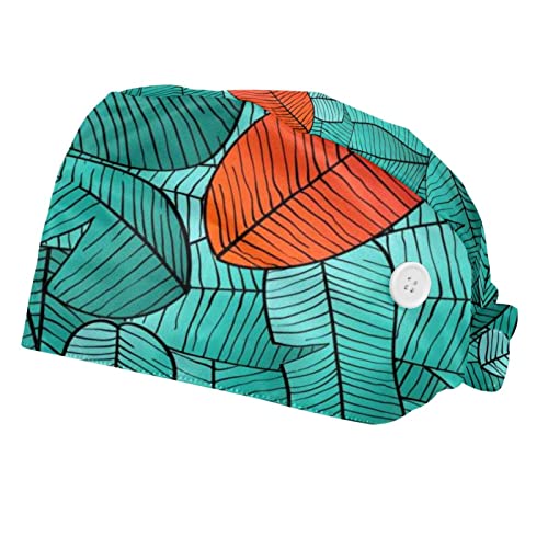Chapeaux de Travail Respirantes JDEZ : Lot de 2 Casquettes Motif Leaves