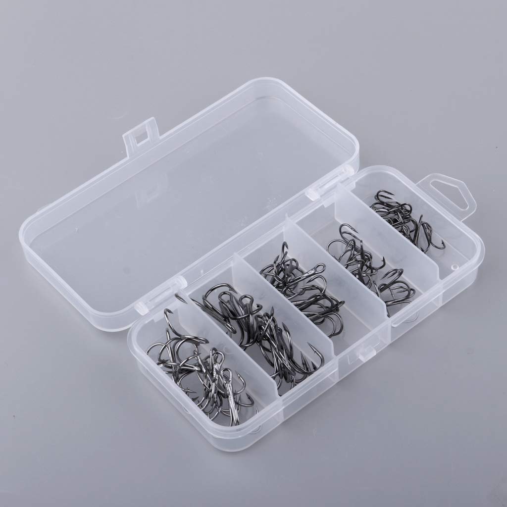 1 ensemble de hameçons triples durables Barb Leurre Appât Sea Fish Hook Kit Noir M
