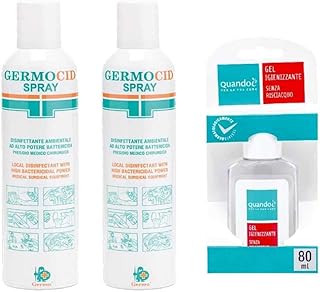 GERMOCID, 2 Pezzi Spray disinfettante 400 ml più Gel igienizzante Senza risciacquo 80ml
