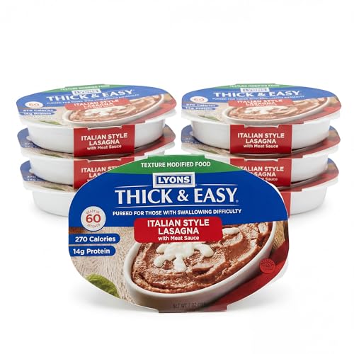 Thick & Easy Pureed Italian Style Lasagna with Meat Sauce Texture Modified Meal for Swallowing Support Ready-to-Serve Microwave Meal 7 oz Trays - 7 Pack