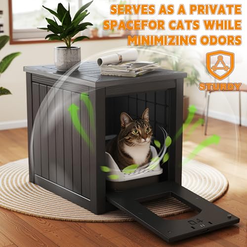 Image of Cat Litter Box Enclosure, Black