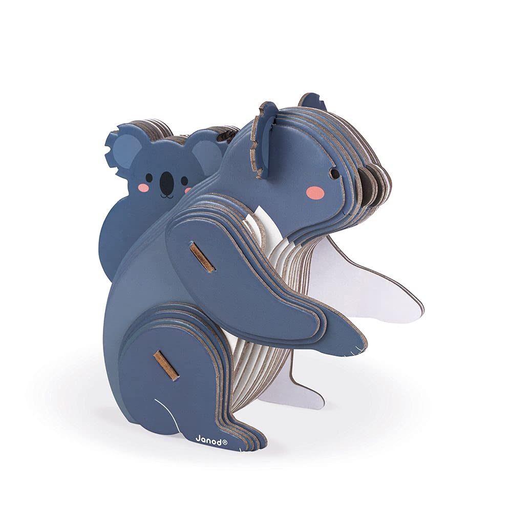 Janod - Children’s 3D Animals Koala Puzzle Cardboard, 42 Pieces - Educational Game - Develops Fine Motor Skills and Concentration - Wwf Partnership - Fsc-Certified Cardboard - Suitable for Ages 6 and Up, J08614